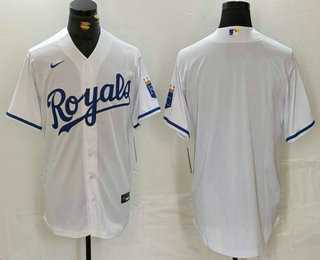 Men%27s Kansas City Royals Blank White Cool Base Stitched Baseball Jersey
